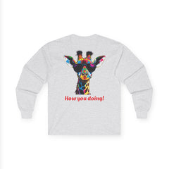 Colorful Giraffe Graphic Long Sleeve Tee for Animal Lovers