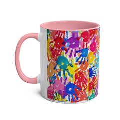 Vibrant Handprint Coffee Mug - 11oz Colorful Gift for Kids & Families
