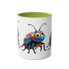 Colorful Beetle Two-Tone Coffee Mug - 11oz Fun and Whimsical Design