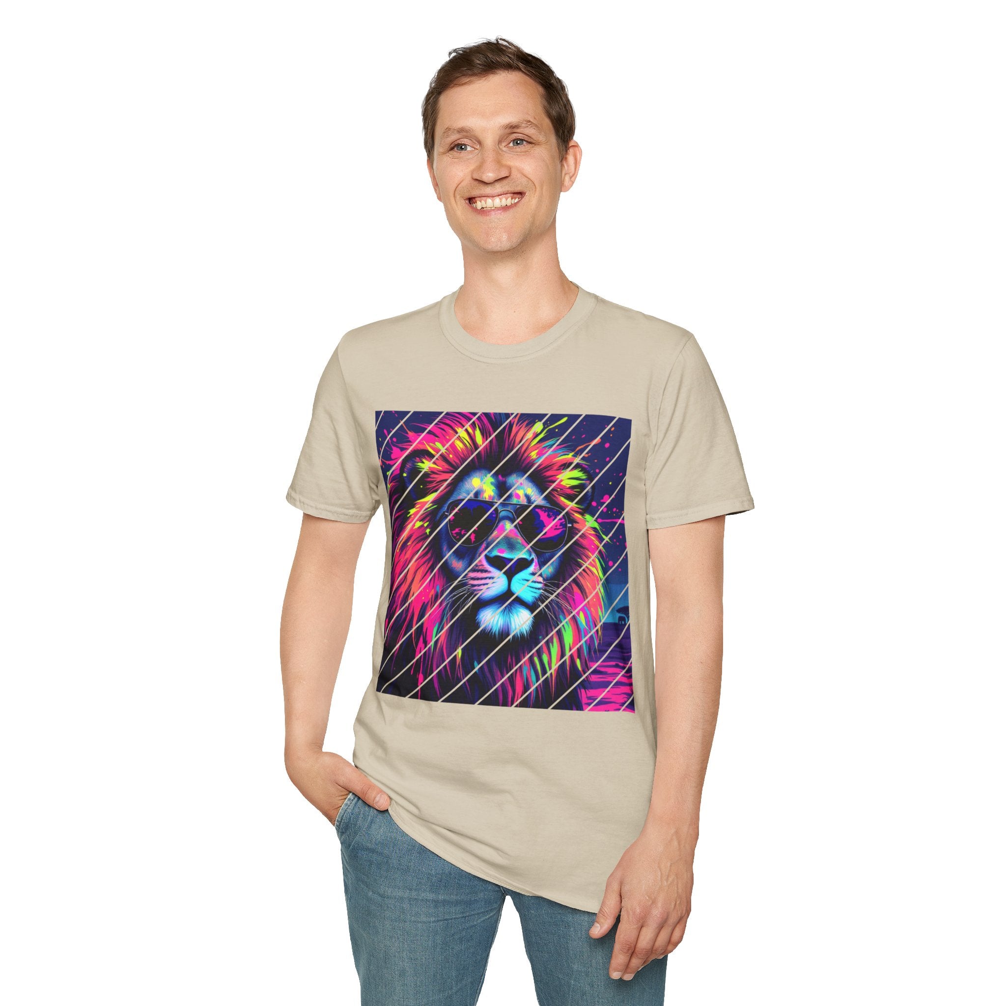 Vibrant Lion Graphic T-Shirt, Colorful Unisex Tee, Gift for Animal Lovers, Trendy Casual Wear, Perfect for Birthdays and Celebrations