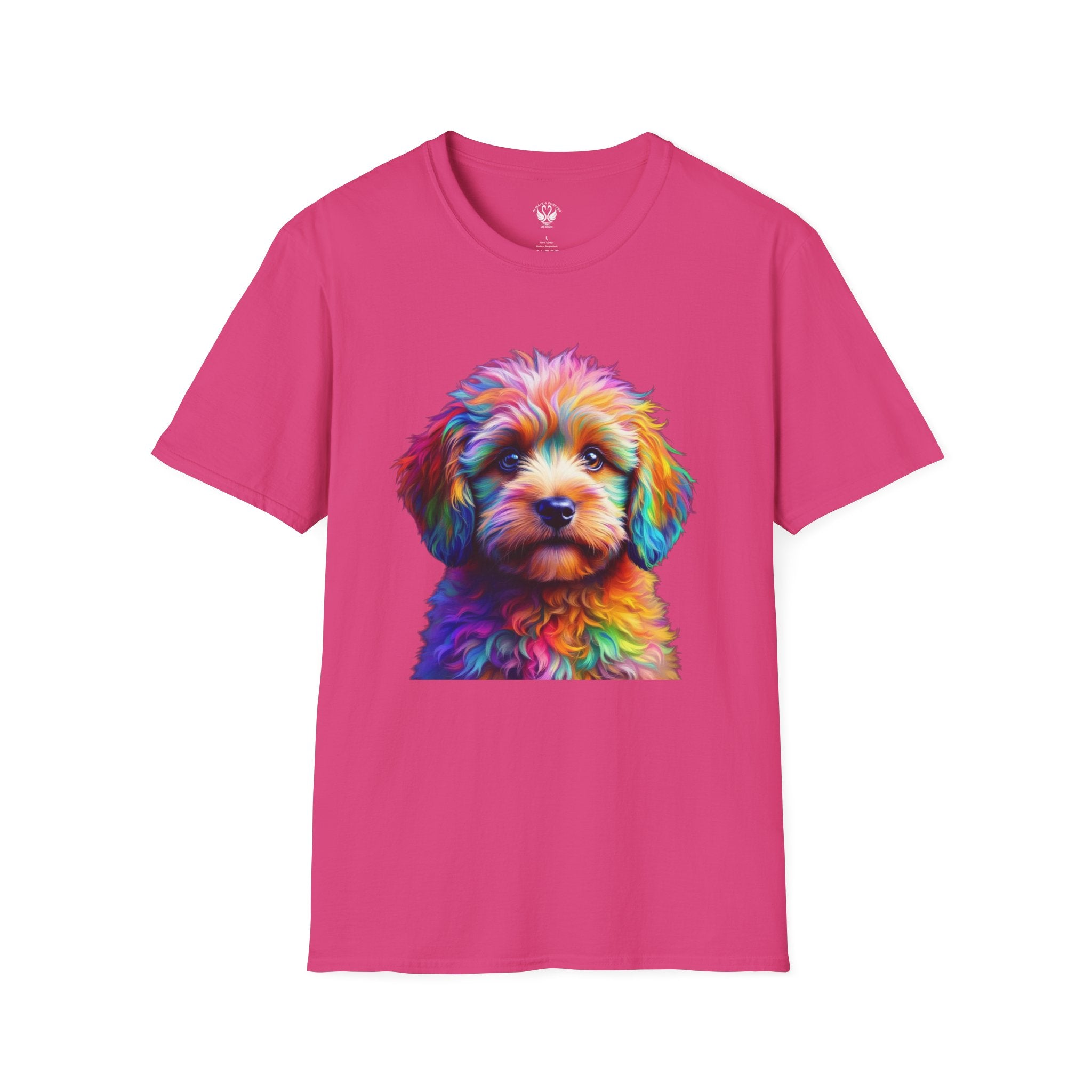 Colorful Puppy Art T-Shirt, Animal Lover Gift, Pet Owner Apparel, Fun Fashion for Dog Lovers, Unique Graphic Tee