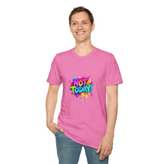 Colorful 'Not Today' Unisex Softstyle T-Shirt, Casual Tee, Statement Shirt, Funny Gift, Everyday Wear, Graphic Print Shirt