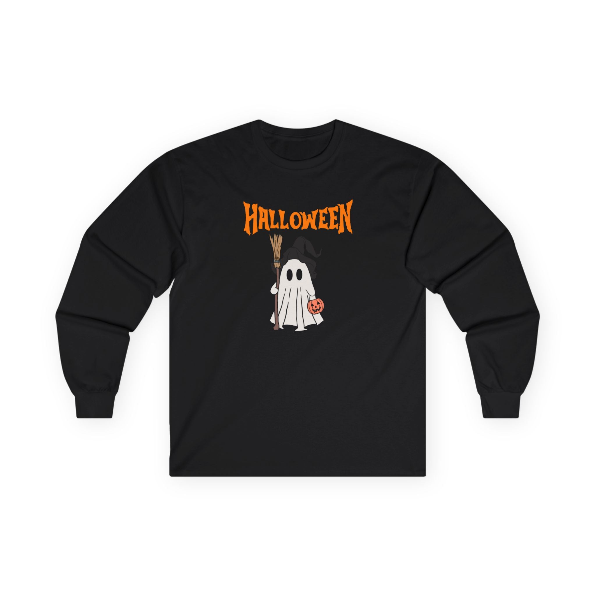 Halloween Ghost Long Sleeve Tee, Spooky Shirt, Unisex Halloween Costume, Fall Apparel, October Celebration Top