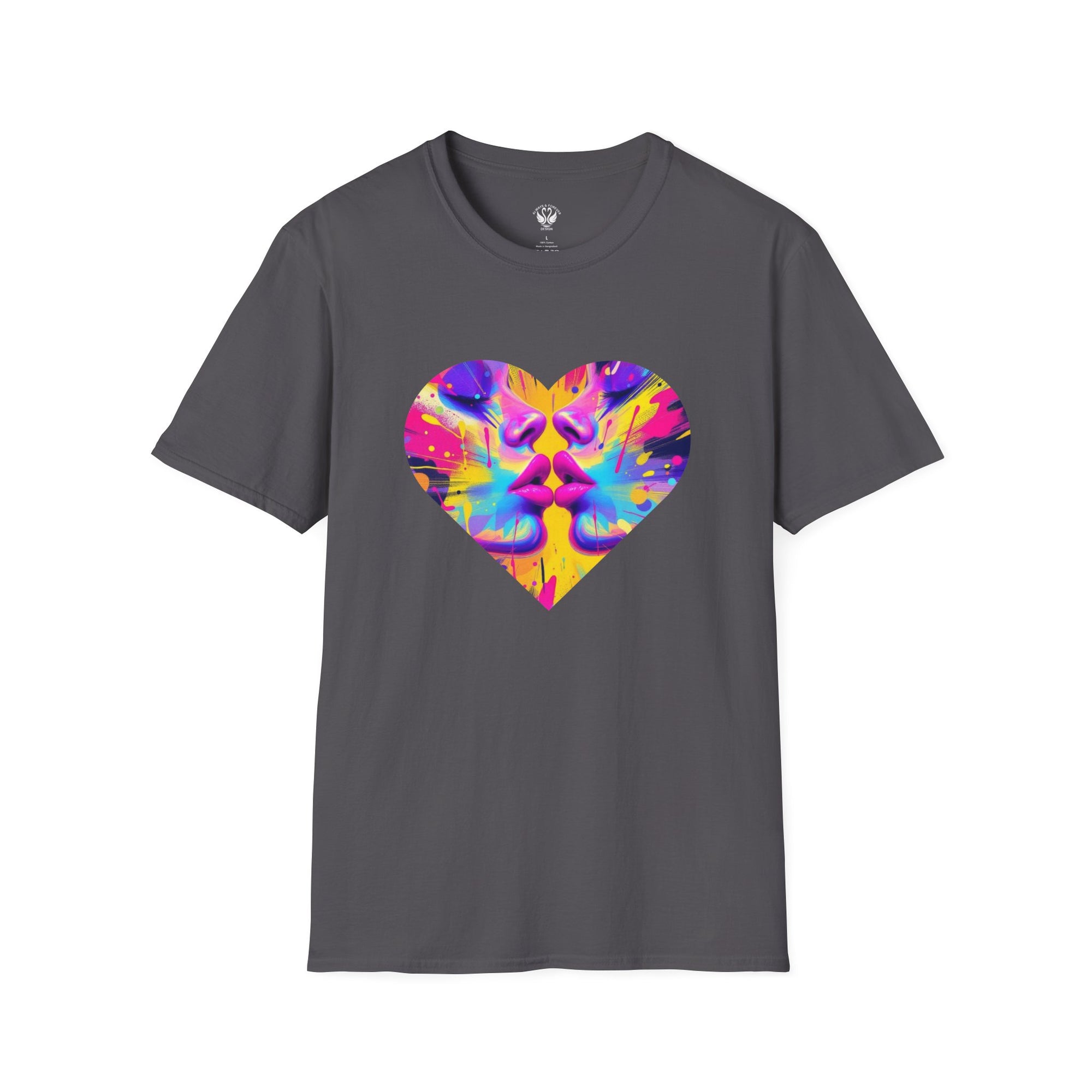 Vibrant Heart Art T-Shirt, Colorful Unisex Tee for Couples, Gift for Valentine's Day, Artistic Love Shirt, Casual Everyday Wear