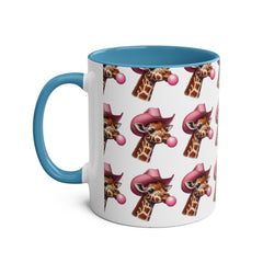 Fun Giraffe Coffee Mug, Whimsical Cup, Red Two-Tone Mug, Cute Gifts, Animal Lover Drinkware, Perfect for Birthdays, Unique Kitchen Decor