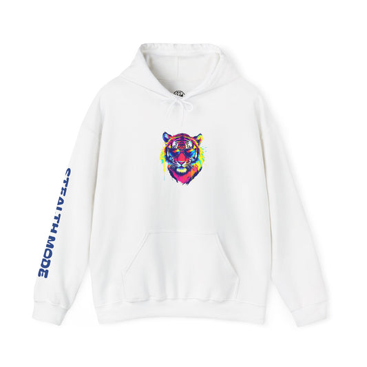 Vibrant Tiger Graphic Hoodie - Unisex Heavy Blend™ with 'STEALTH MODE' Design
