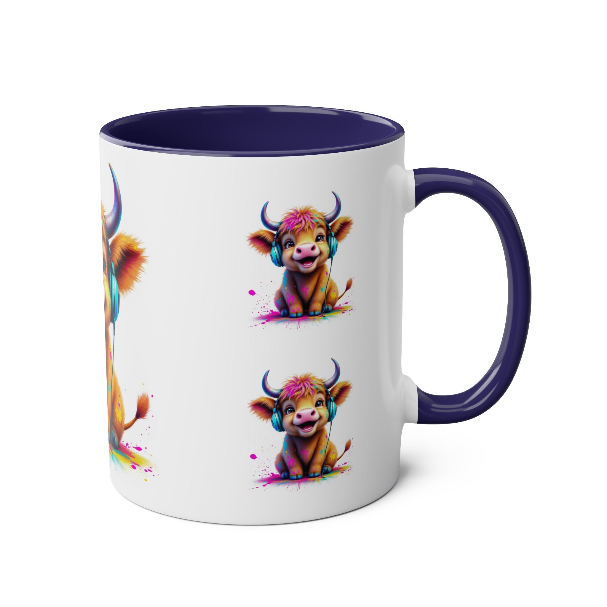 Playful Highland Cow Mug, Cute Coffee Cup for Animal Lovers, Gift for Birthdays, Cow Decor, Fun Kitchenware, Colorful Drinkware