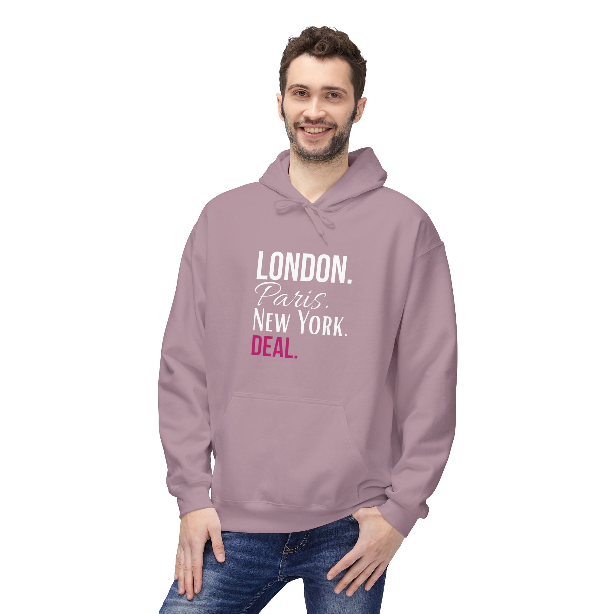 Travel-Inspired Unisex Hoodie - London Paris New York Deal, Urban Fashion, Cozy Sweatshirt, Gift for Travelers, Everyday Wear