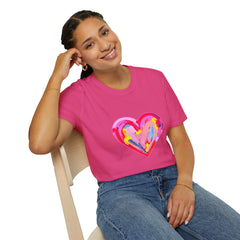 Heart Beat Unisex T-Shirt, Colorful Love Tee, Casual Graphic Tee, Gift for Friends, Valentine's Day Shirt