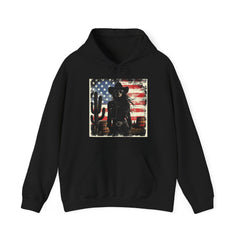 Western Cowboy Hoodie - Unisex Heavy Blend Sweatshirt, American Flag Design, Fashion Statement, Gift for Him, Cozy Apparel