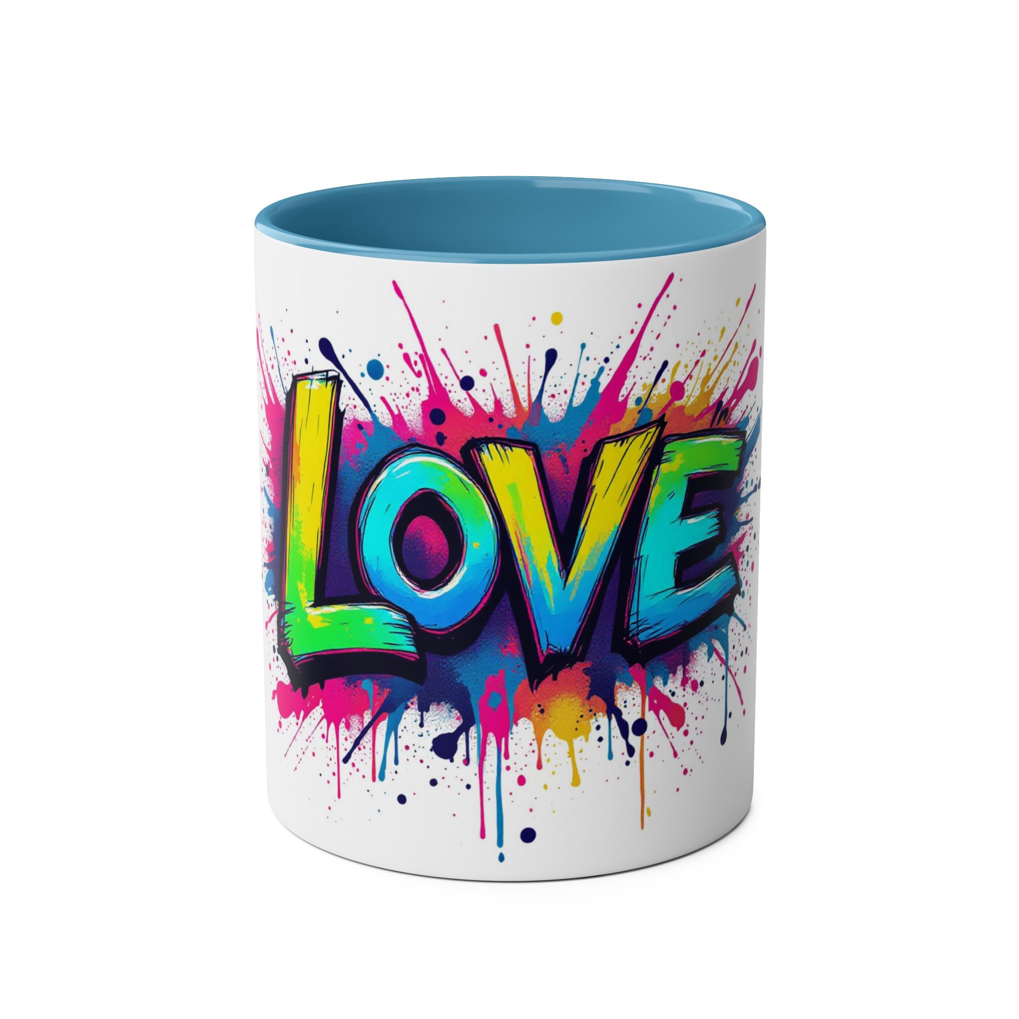 Colorful Love Coffee Mug - 11oz Two-Tone Mug for Valentine's Day & Everyday Joy