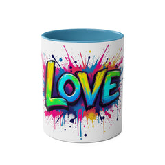 Colorful Love Coffee Mug - 11oz Two-Tone Mug for Valentine's Day & Everyday Joy