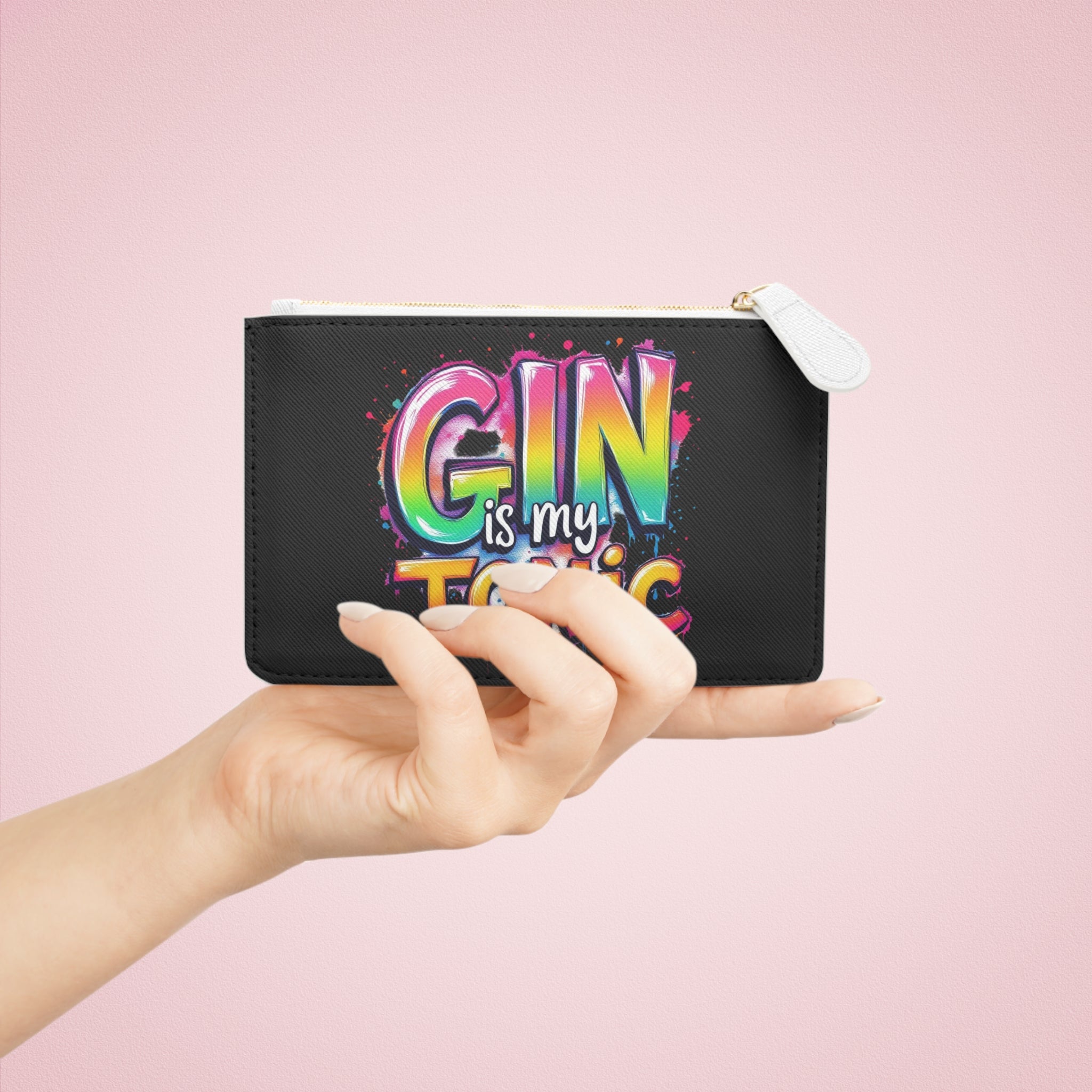 Colorful Mini Clutch Bag - "Gin is My Tonic" - Fun Gift for Her, Travel Accessory, Party Favor, Cocktail Night, Quirky Handmade Style