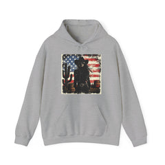 Western Cowboy Hoodie - Unisex Heavy Blend Sweatshirt, American Flag Design, Fashion Statement, Gift for Him, Cozy Apparel