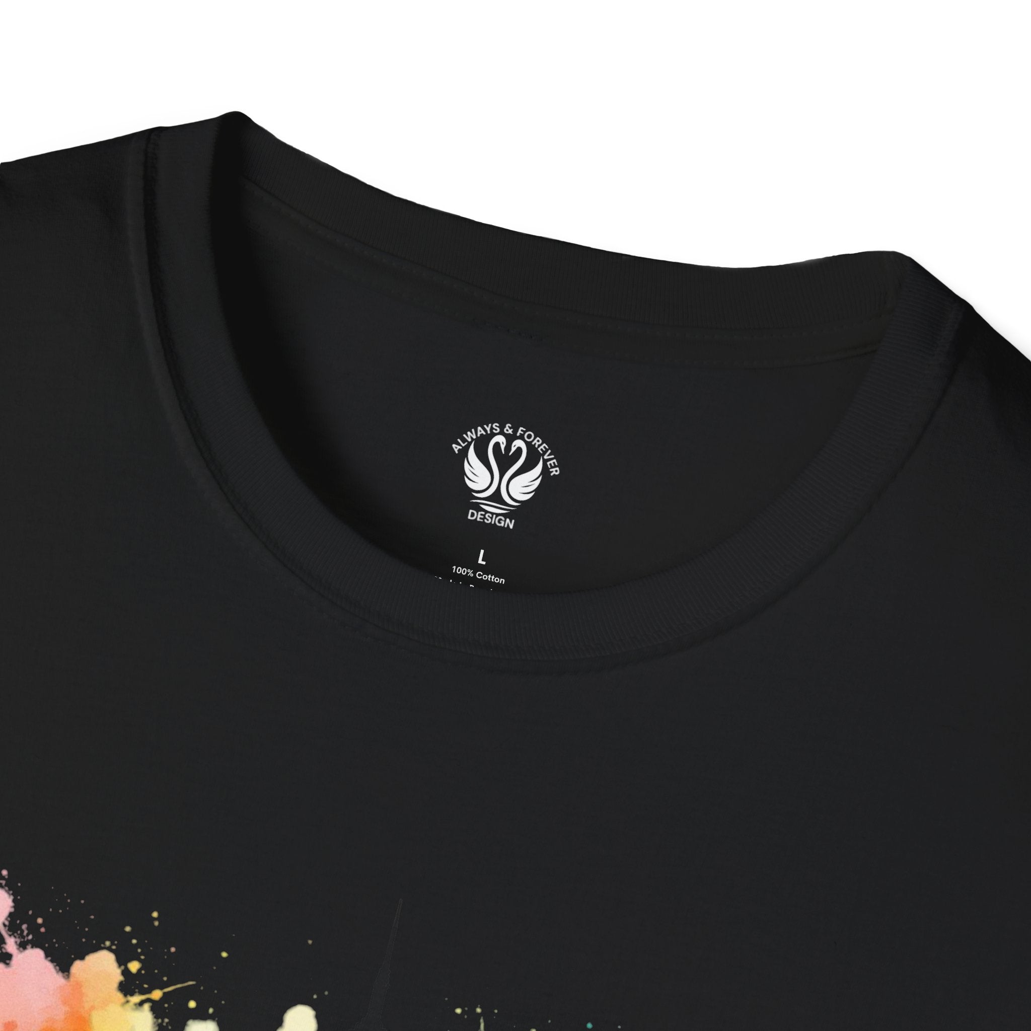Colorful Skyline Unisex Softstyle T-Shirt | Urban Vibe Shirt | Gift for City Lovers | Summer Fashion | Streetwear