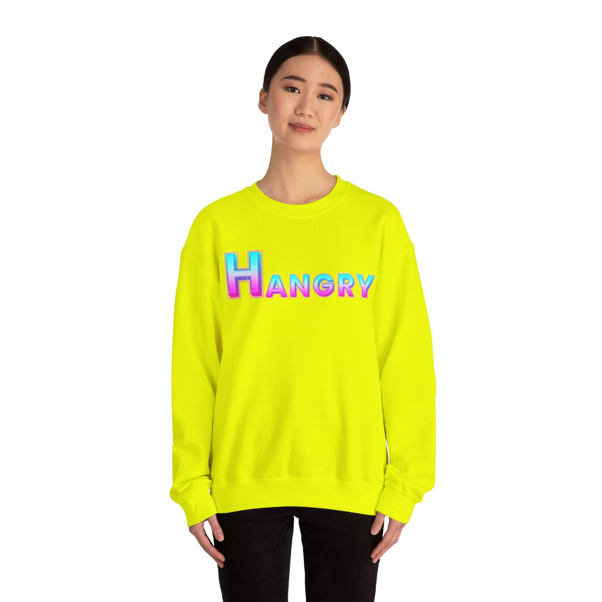 Hangry Unisex Crewneck Sweatshirt - Cozy Gift for Food Lovers, Fall Apparel, Perfect for Casual Outfits, Birthday & Holiday Gifts