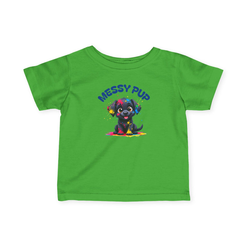 Messy Pup Infant Tee - Cute Animal Graphic T-Shirt for Kids