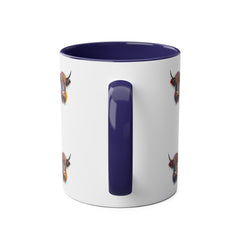 Vibrant Highland Cow Coffee Mug - Colorful Two-Tone 11oz Drinkware