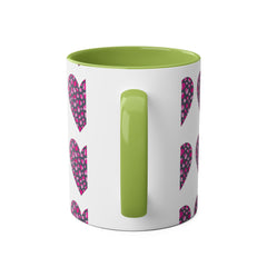 Pink Leopard Hearts Two-Tone Coffee Mug - 11oz - Perfect for Valentine's Day and Gift Giving
