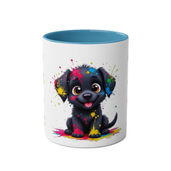 Colorful Puppy Two-Tone Coffee Mug | Cute Dog Lover Gift | Pet-Themed Kitchenware | Birthday Mug | Vibrant Print