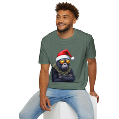 Cool Gorilla Santa T-Shirt | Funny Holiday Tee | Unisex Gift for Christmas, Party Wear, Family Gathering, Casual Style
