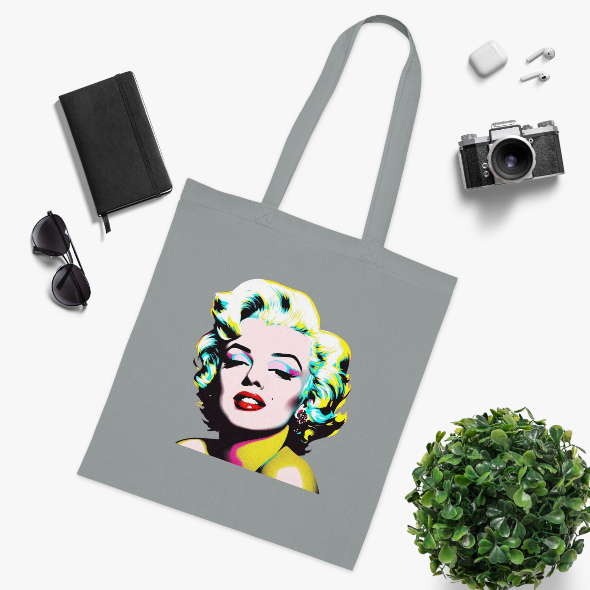 Marilyn Pop Art Cotton Tote Bag, Eco-Friendly Shopping Bag, Fun Beach Tote, Vintage Style Handbag, Gift for Art Lovers