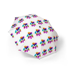 Colourful Paw Print Artistic Umbrella - Semi-Automatic Foldable Design