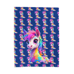 Rainbow Unicorn Velveteen Plush Blanket - Cozy Throw for Kids and Unicorn Lovers
