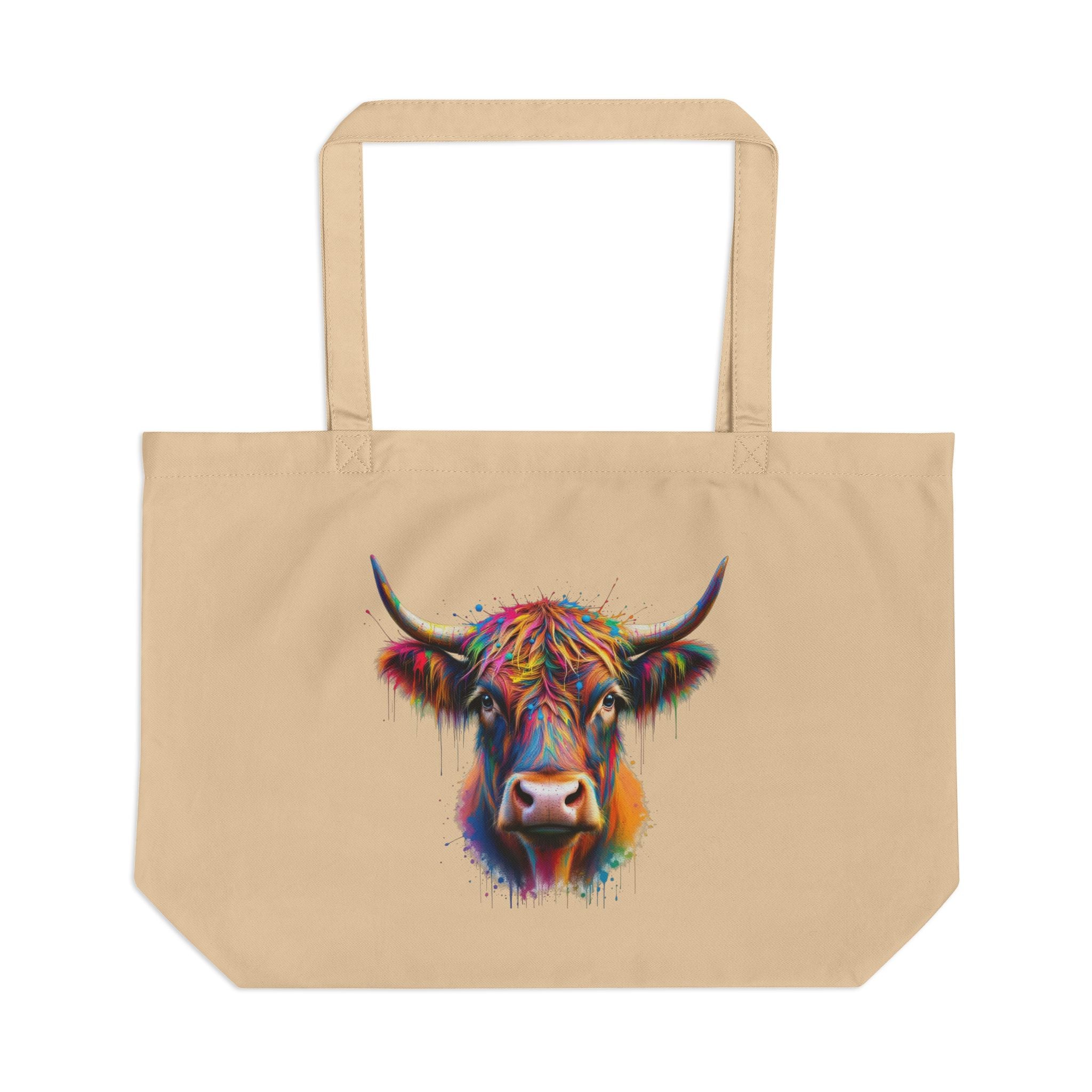 Colorful Cow Large Eco Tote - Reusable Shopping Bag for Animal Lovers