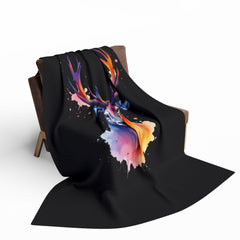 Artistic Deer Fleece Blanket - Cozy Home Decor, Gift for Nature Lovers, Animal Lovers, Wildlife Enthusiasts, Unique Throw