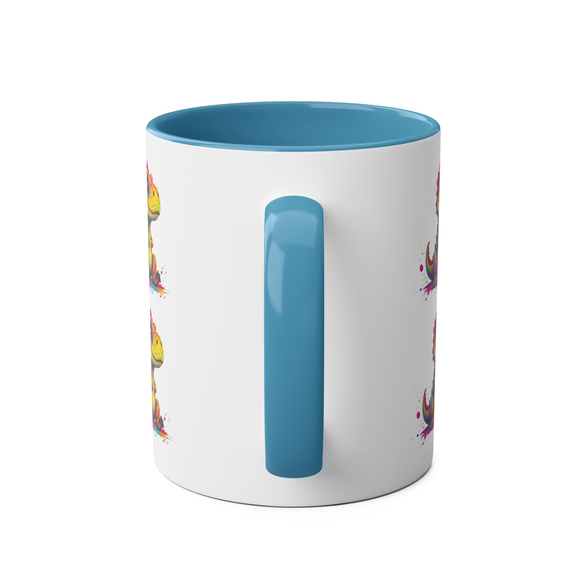 Colorful Dinosaur Two-Tone Coffee Mug - Cute 11oz Mug for Kids & Dino Lovers