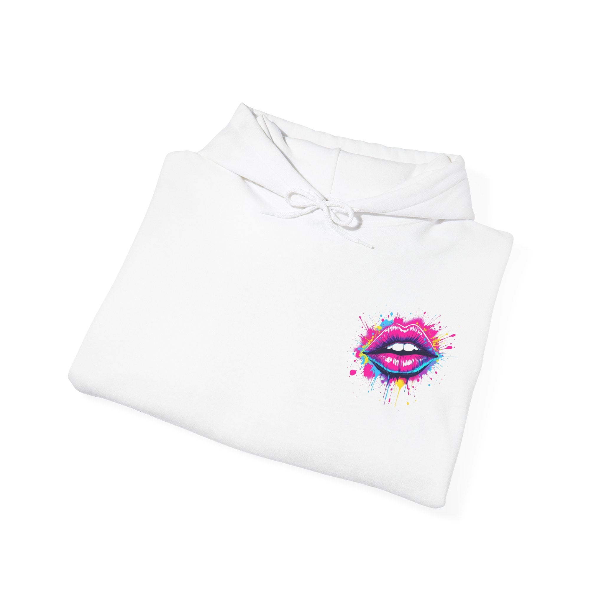 Vibrant Lip Art Hooded Sweatshirt, Statement Hoodie, Graphic Sweatshirt, Gift for Her, Cozy Casual Wear, Birthday Gift