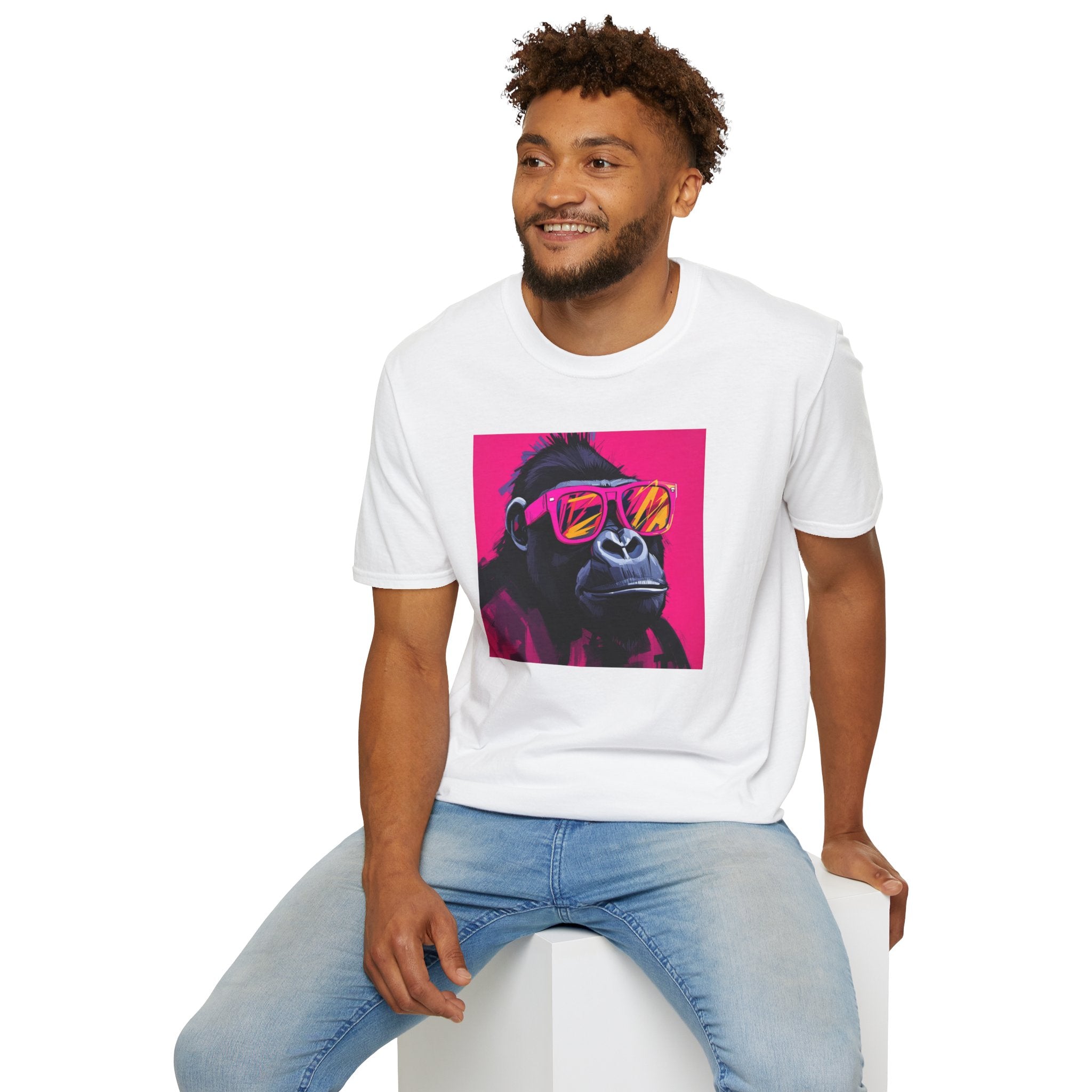 Retro Gorilla Graphic T-Shirt, Fun Animal Tee, Unisex Casual Wear, Birthday Gift, Summer Styles, Festival Fashion