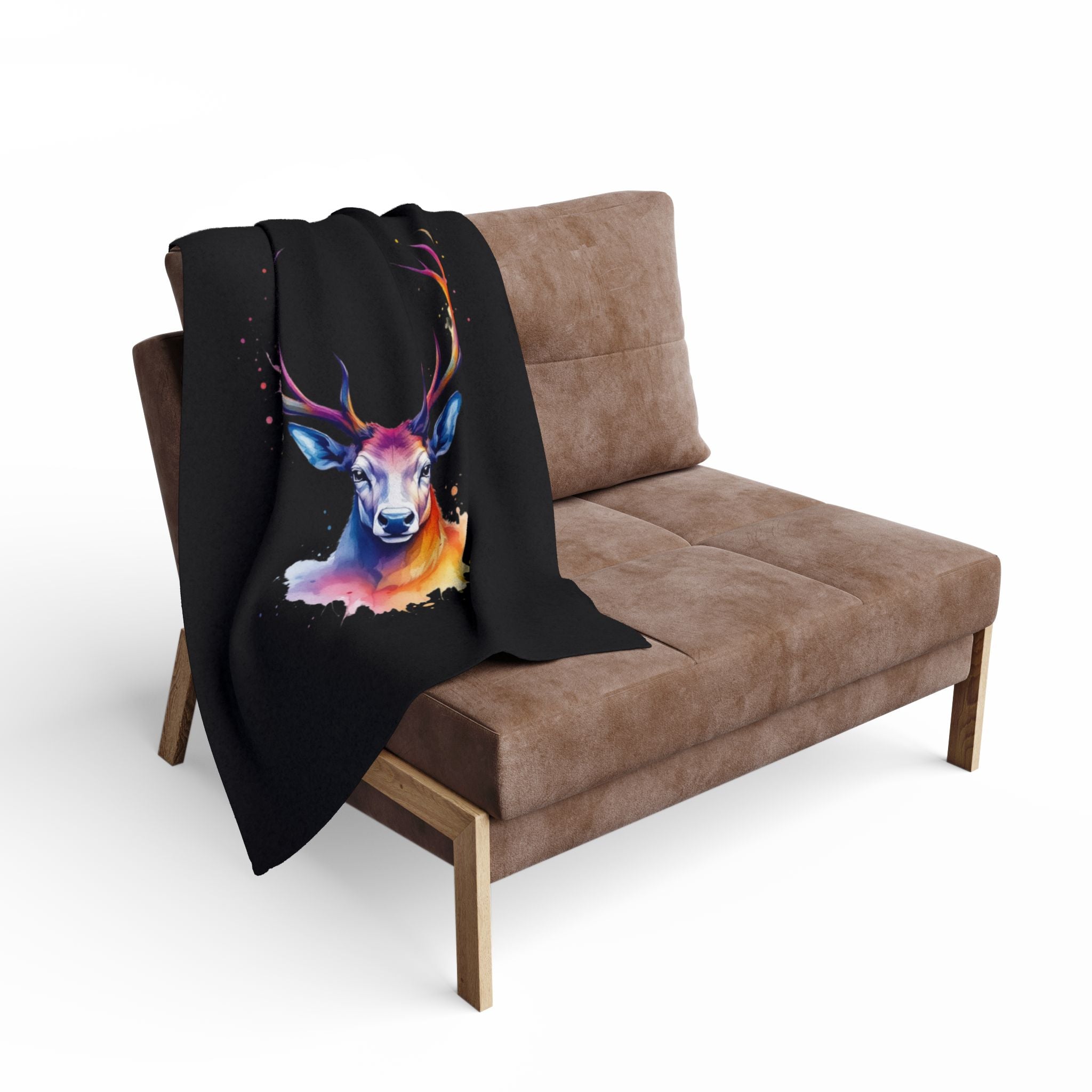Artistic Deer Fleece Blanket - Cozy Home Decor, Gift for Nature Lovers, Animal Lovers, Wildlife Enthusiasts, Unique Throw