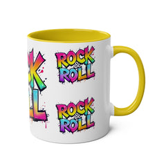 Colorful Rock & Roll Coffee Mug - 11oz Two-Tone Mug for Music Lovers