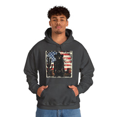 Western Cowboy Hoodie - Unisex Heavy Blend Sweatshirt, American Flag Design, Fashion Statement, Gift for Him, Cozy Apparel