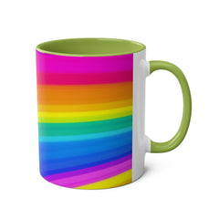 Vibrant Rainbow Two-Tone Coffee Mug - 11oz Colorful Drinkware