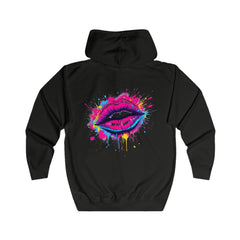 Colorful Lips Unisex Full Zip Hoodie, Graphic Hooded Sweatshirt, Trendy Streetwear, Art-Inspired Apparel, Gift for Her