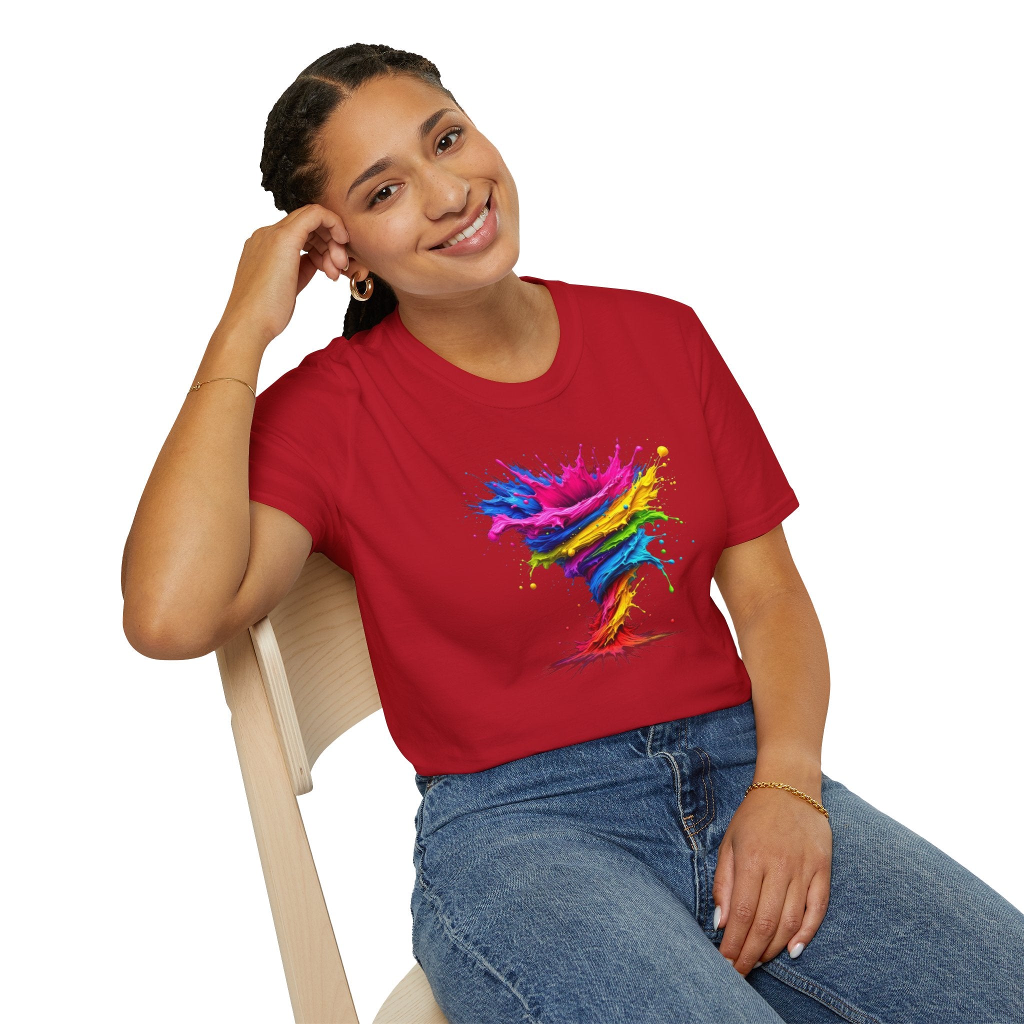 Vibrant Splash Art Tee, Colorful Unisex T-Shirt, Fun Graphic Tee, Summer Festival Top, Gift for Art Lovers, Casual Everyday Wear