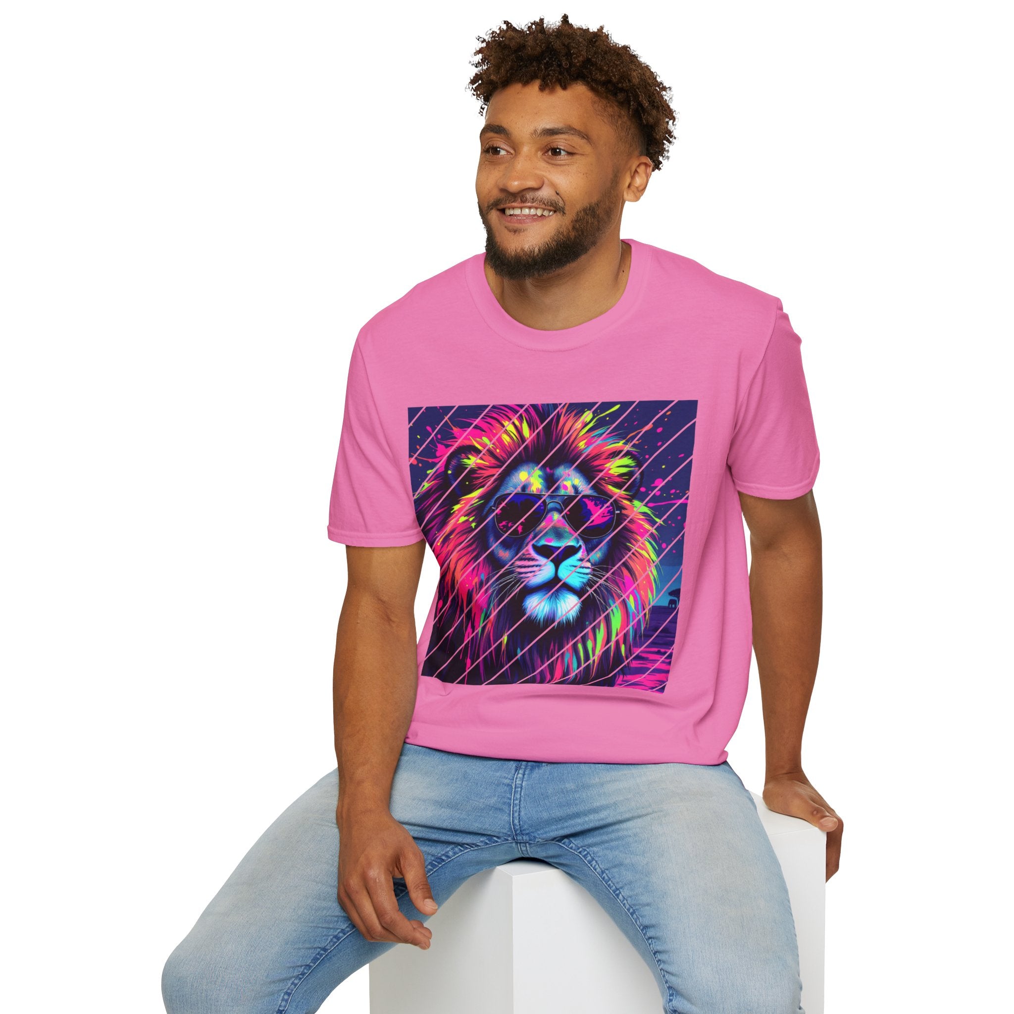 Vibrant Lion Graphic T-Shirt, Colorful Unisex Tee, Gift for Animal Lovers, Trendy Casual Wear, Perfect for Birthdays and Celebrations