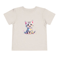 Cute Cat Toddler Tee - Whimsical Graphic Short Sleeve Shirt for Kids