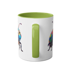 Colorful Beetle Two-Tone Coffee Mug - 11oz Fun and Whimsical Design