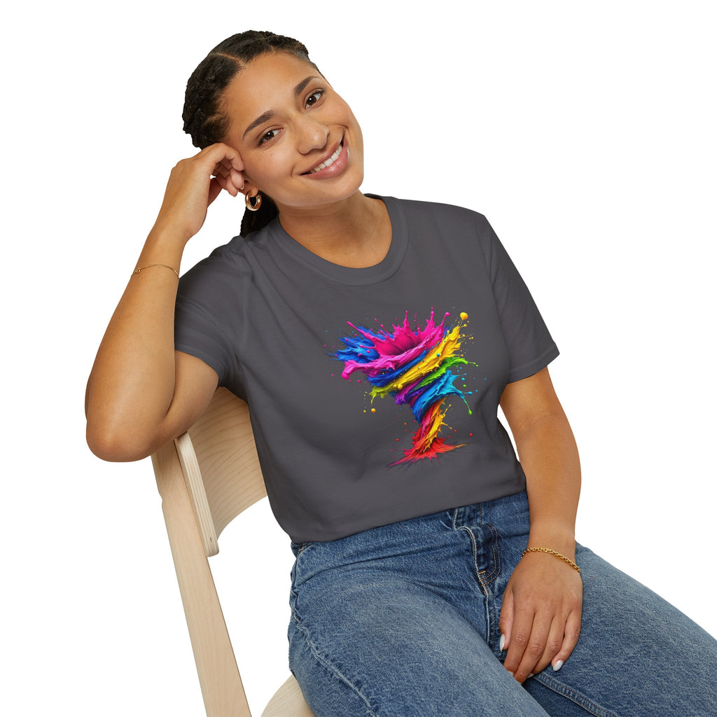Vibrant Splash Art Tee, Colorful Unisex T-Shirt, Fun Graphic Tee, Summer Festival Top, Gift for Art Lovers, Casual Everyday Wear