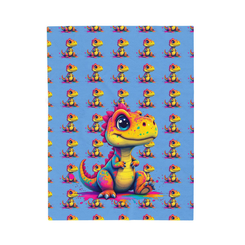 Colorful Dinosaur Velveteen Plush Blanket - Soft & Cozy for Kids