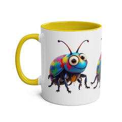 Colorful Beetle Two-Tone Coffee Mug - 11oz Fun and Whimsical Design