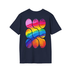 Vibrant Rainbow Softstyle T-Shirt, Unisex Pride Tee, LGBTQ+ Apparel, Colorful Casual Wear, Summer Festival Shirt