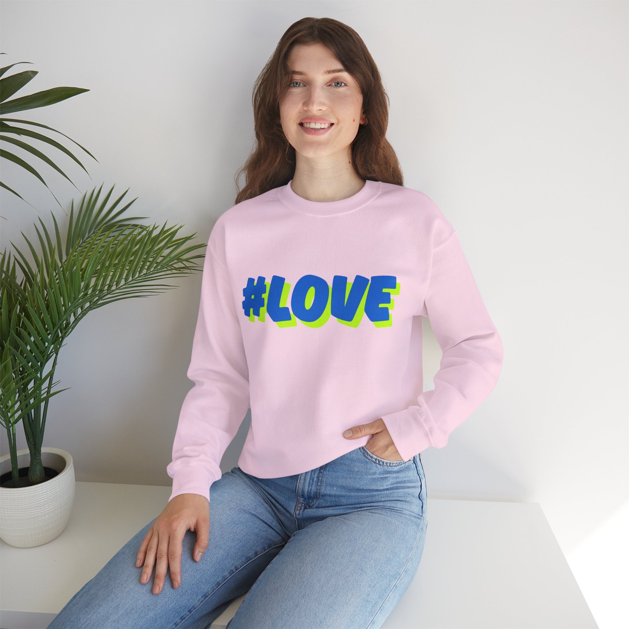 #Love Unisex Heavy Blend™ Crewneck Sweatshirt - Cozy Gift for Friends, Valentine's Day, Casual Wear, Gift for Her, Everyday Comfort