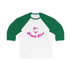Unisex Baseball Tee, It's Happy Hour Shirt, Fun Casual Wear, Gift for Friends, Party Apparel, Spring/Summer Fashion