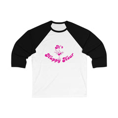 Unisex Baseball Tee, It's Happy Hour Shirt, Fun Casual Wear, Gift for Friends, Party Apparel, Spring/Summer Fashion
