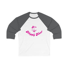 Unisex Baseball Tee, It's Happy Hour Shirt, Fun Casual Wear, Gift for Friends, Party Apparel, Spring/Summer Fashion